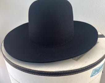 Rabbit Fur Felt Hat Body with leather sweatband. Black, Size 7