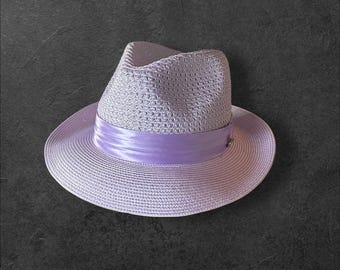 Light Purple Fedora: Bruno Capello Summer Hat, Silk Band