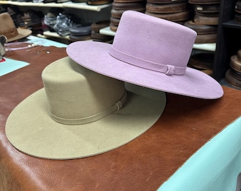 Boater hat bodies. 100% rabbit fur felt. 7 1/8 Ready to design! Ready to ship!