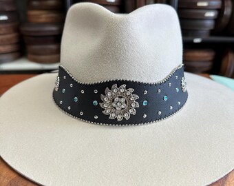 Black Hat band with silver accents. Fancy hat band