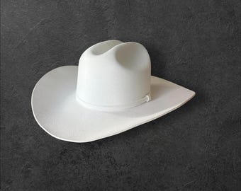 Cattleman 100% rabbit fur Cowboy Hat, Off White, 3 3/4 Brim