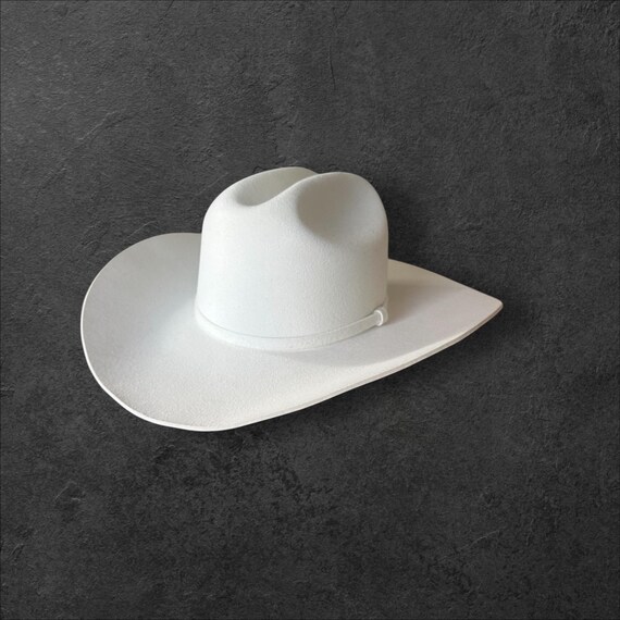 Cattleman 100% Rabbit Fur Cowboy Hat, off White, 3 3/4 Brim  display picture 2