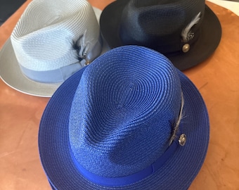 Fedora summer hat. XL. Light weight. Available in Gray. Royal blue and black.