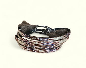 Horsehair/jute adjustable hat bands.  Native American style. Decorative hat band.