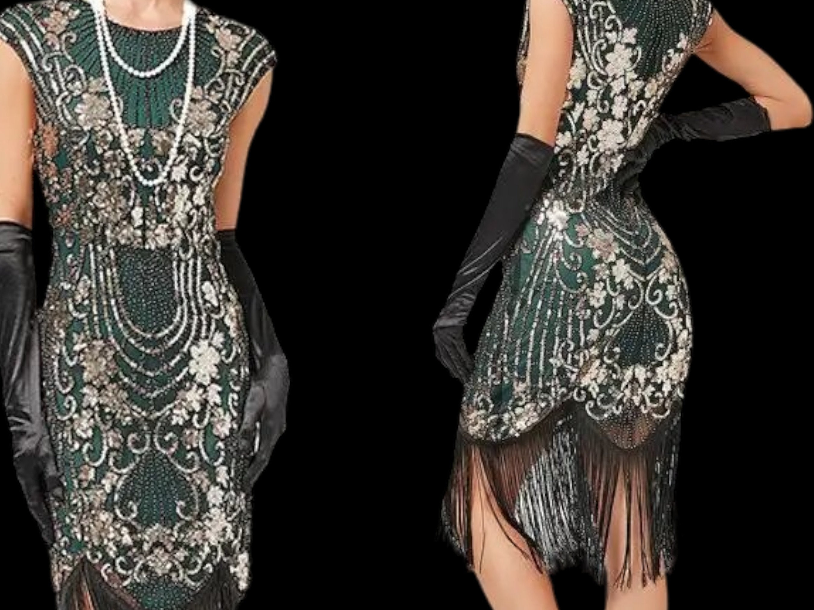 beaded fringe flapper dress