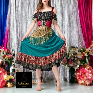 Lady's Long Dress |  Ruffle Floor-Length | Flamenco Apparel | Party Clothe Wears