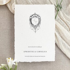 Save the Date, Aphrodite 2, handgeschöpftes Papier, handgeschöpftes Papier, Hochzeitsbriefpapier, Baumwollpapier, Hochzeitskarte, Hochzeit, Hochzeit
