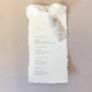 Menú Afrodita con tarjeta de lugar, papel hecho a mano, papel hecho a mano, papelería de boda, papel de algodón, tarjeta de boda, boda, boda