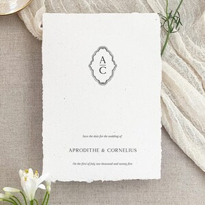 Save the Date, Aphrodite 4, handgeschöpftes Papier, handgeschöpftes Papier, Hochzeitsbriefpapier, Baumwollpapier, Hochzeitskarte, Hochzeit, Hochzeit