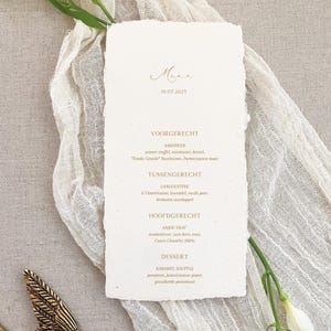 Menu Afrodite 8, carta fatta a mano, carta fatta a mano, cancelleria nuziale, carta di cotone, partecipazione di nozze, matrimonio, matrimonio