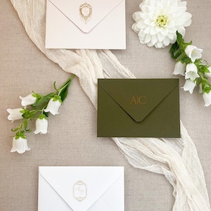 Enveloppe Aphrodite pour carte de mariage imprimée, enveloppe, réservez la date, papier fait main, enveloppe design, enveloppe de luxe, papier fait main