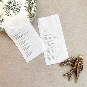 Menü Aphrodite Leinen, Büttenpapier, handgeschöpftes Papier, Hochzeitspapeterie, Baumwollpapier, Hochzeitskarte, Heirat, Hochzeit