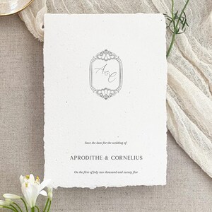 Save the Date, Aphrodite 5, handgeschöpftes Papier, handgeschöpftes Papier, Hochzeitsbriefpapier, Baumwollpapier, Hochzeitskarte, Hochzeit, Hochzeit