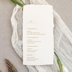 Menü Aphrodite 7, handgeschöpftes Papier, handgeschöpftes Papier, Hochzeitspapeterie, Baumwollpapier, Hochzeitskarte, Hochzeit, Hochzeit