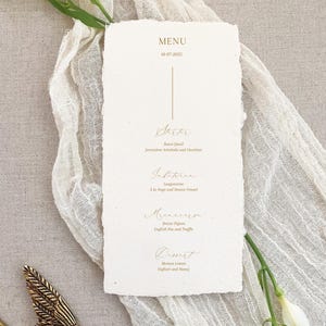 Menü Aphrodite 6, handgeschöpftes Papier, handgeschöpftes Papier, Hochzeitspapeterie, Baumwollpapier, Hochzeitskarte, Hochzeit, Hochzeit