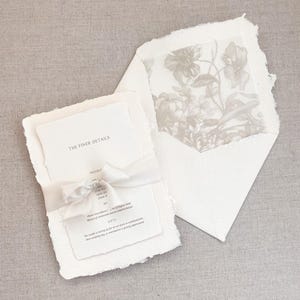Set Afrodite 2, carta fatta a mano, carta fatta a mano, cancelleria per matrimoni d'arte, carta di cotone, matrimonio, invito