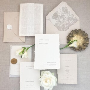 Setje Aphrodite 3, handgeschept papier, handgemaakt papier, fine art wedding stationery, katoen papier, huwelijk, uitnodiging