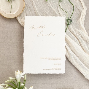 Carte mariage Aphrodite 14, papier fait main, papier fait main, papeterie mariage, papier coton, mariage, mariage, invitation