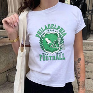 Philadelphia Football Baby-T-Shirt für Damen, niedliches Adler-T-Shirt für Frauen, Mädchen ästhetisches Adler-Oberteil, trendige Vintage Adler-Kleidung, Crop Top