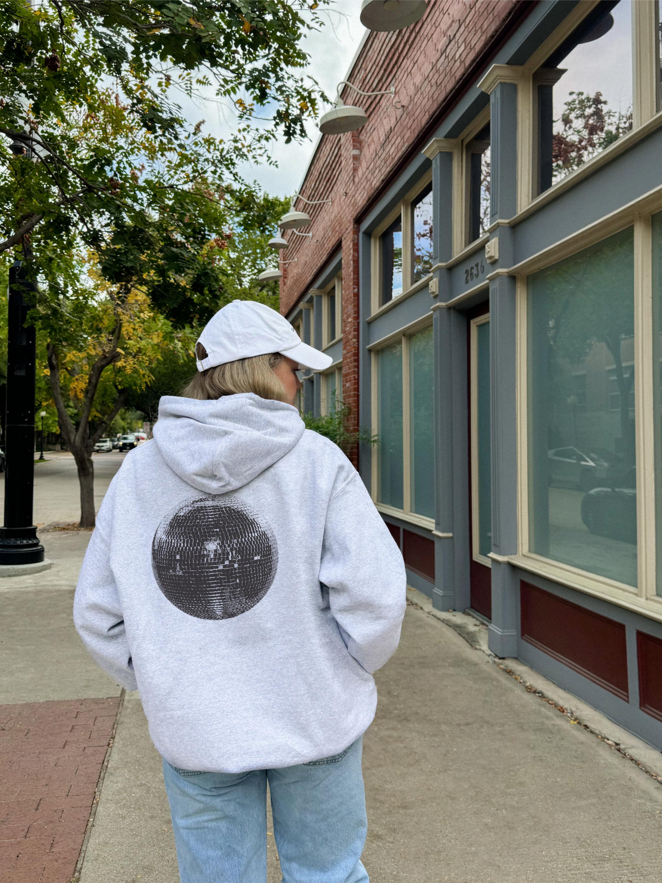 Trendy Disco Ball Hoodie, Aesthetic Gray Hoodie, Simple Casual ...