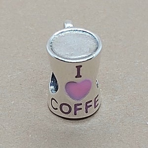 Bedel koffiekopje, 925 sterlingzilver, bedel koffieliefhebbers, koffieamulet, bekerhanger, koffiehanger voor kettingen, bedel voor armbanden
