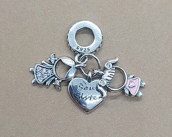 Sister Charm, Sister Pendant, 925 Sterling Silver, Sister Forever, Best Friends, Charm forBracelets, Friendship Gift, Fits Brand Bracelets