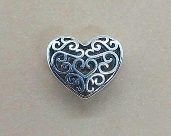 Charm de corazón, colgante de corazón, plata de ley 925, charm para pulseras, amuleto de corazón, regalo de corazón para pulseras