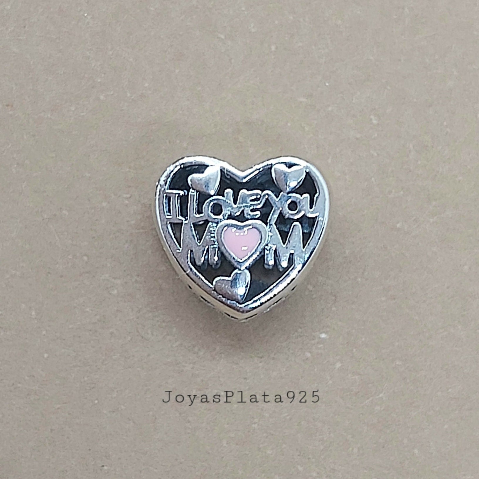 Charm de corazón de plata de ley "Te amo mamá": joyas para mamá, regalo de amor, los mejores regalos de cumpleaños