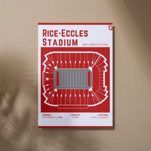 Utah Utes Poster, Rice Eccles Stadium Print, Mid Century Modern Football Poster, Sports Bedroom Posters, Minimalist Office Wall Art