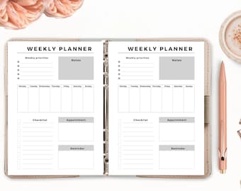 Minimalist Weekly Planner, Weekly Hourly Planner, EDITABLE Weekly Schedule, Daily Planner, 2024 Weekly Organizer, To Do List printable Plan.