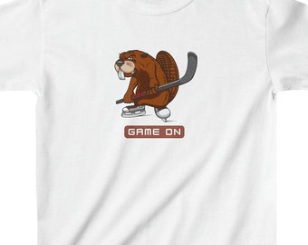 Game On, Bring It, Born To Play Hockey, Hockey Life, Rink Life, Beaver, Canada, Canadian Hockey, Kids Hockey Shirt, Hockey Player, Kids Tee