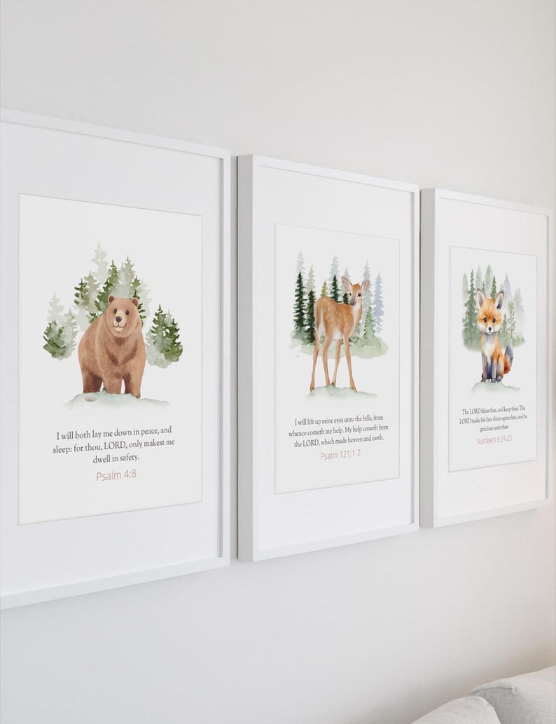 Woodland Nursery Bible Verse Wall Art KJV Digital Download Woodsy Baby ...