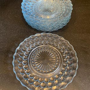 Anchor Hocking Blue Sapphire Bubble Glass Plates 6.5&quot; Dessert/Salad Size (8 plate set)