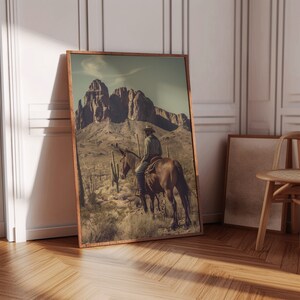 Große Western Wandkunst | Vintage Wandkunst | Cowboy Berg Wand Kunst | Vintage Western Dekoration | Rustikaler Cowboy | Wilder Westen Kunst