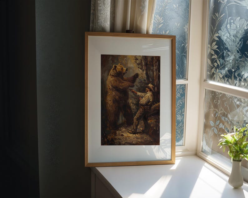 Large Western Wall Art | Vintage Art | Bear Wall Art | Vintage Western Deco | Rustic Cowboy | Wild West Art | Bear Art | Quirky Wall Art image 3