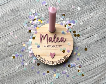 Personalisierter Geburtstagsteller mit Kerze | Geburtstagsbrettchen | Geburtstagskranz | Tischdeko | Geburtstagsdeko
