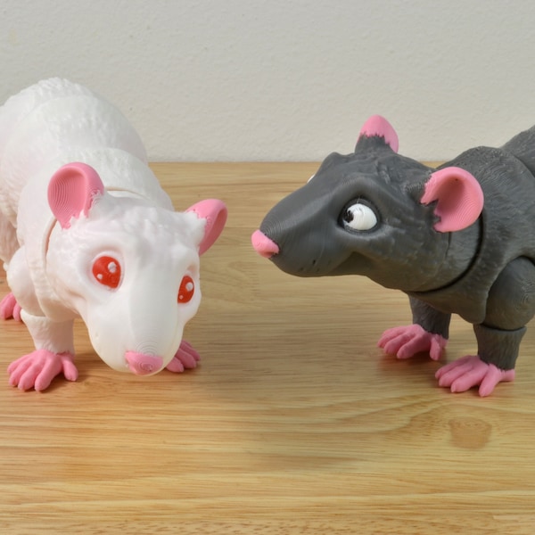 3D Printed Rat, 10.5", MatMire Makes, Fidget Toy, Articulated, 3D Print