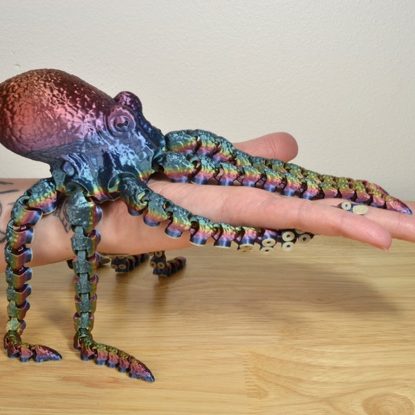 3D Printed Octopus 13" or 10", Articulated Octopus, McGybeer, Cute, Gift, Fidget Toy