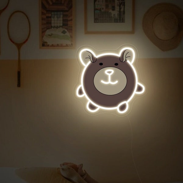 Handmade Big Friend Neon Sign,Cute Band Inspired Design,Cute Bear Light,Music Corner Decor,Home Wall Sign,Room Sign,Gifts for Guster Fans