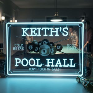 Custom Name Billiard Pool Hall LED Neon Sign: Man Cave Decor