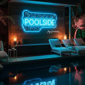Benutzerdefinierte wasserdichte Pool Side Oasis Neon Schild: Outdoor Bar Decor, Summer Vibes