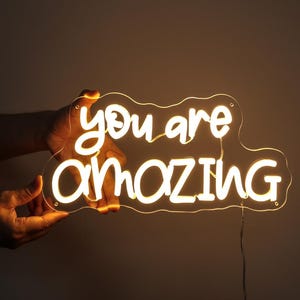 You Are Amazing Neon Sign, Classroom LED Decor, Inspirational Quote Sign, Positive Affirmation Kids Room Wall Decor, Gifts for Kids