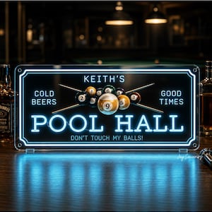 Custom Name Billiard Pool Hall LED Neon Sign: Man Cave Decor