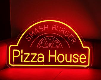 Custom Pizza House Name Neon Sign,Pizza LED Neon Sign,Restaurant Kitchen Fast Food Shop Neon Wall Decor,Custom Pizza Neon Logo Noen Sign
