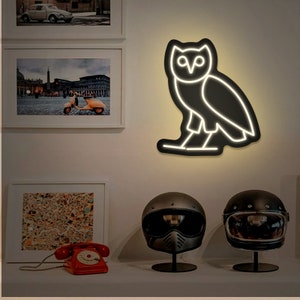 Owl Led Neon Sign,Black Owl Acrylic Neon Light,Mancave Bedroom Neon Decor, Animal Neon Sign,Owl light Home Decor,Vintage Animal Wall Art