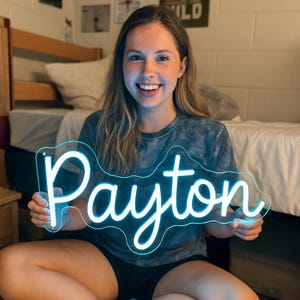 Custom Dorm Name Neon Sign, Kids Room Decor, Neon Sign Birthday, Roomies dorm decor, College Dorm LED, Dorm Roomie Gift, Back To School Gift