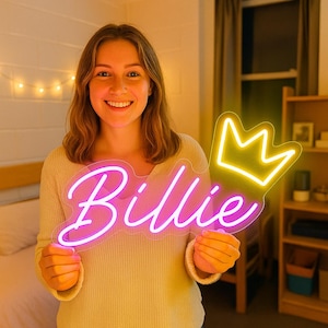 Custom Dorm Name Neon Sign,Neon Light Up Name,Dorm Wall Art,Kid Room Decor,Neon Sign Birthday, Personalized Gifts for Kids, College Dorm LED