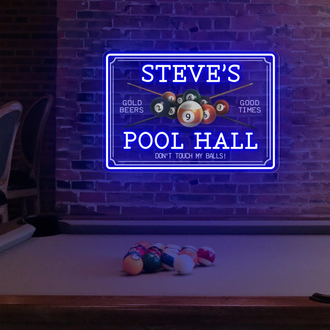 Custom Name Pool Hall Neon Sign,billiard Pool Neon Sign,man Cave Home ...