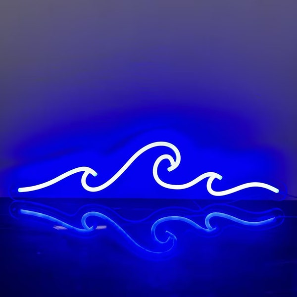 Insegna al neon Wave, Luce LED mare, Insegne luminose per decorazioni per feste, Neon oceano acquatico, Regali di compleanno, Insegne al neon naturali, Luci personalizzate, Decorazioni per la casa