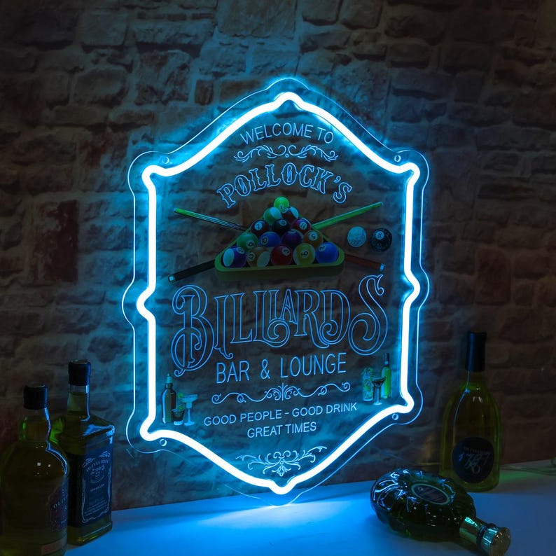Custom Billiards Bar LED Neon Sign: Personalized Game Room Decor - Etsy